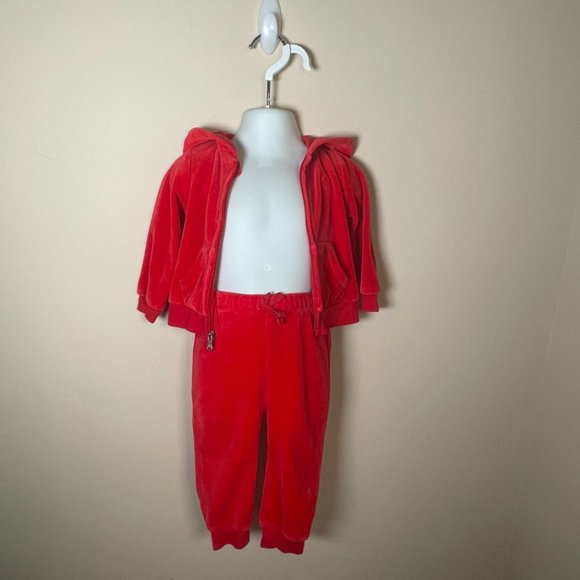 Infant Ralph Lauren 2 Piece Red Velour Jogging Set size 9M - Picture 12 of 14